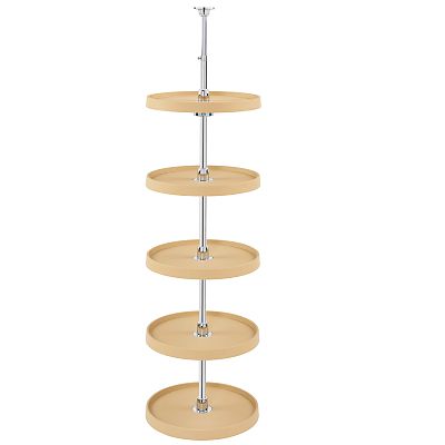 Rev-A-Shelf 16" Almond Polymer (5) Shelf Full Circle Lazy Susan w/Telescoping Post for Pantry
