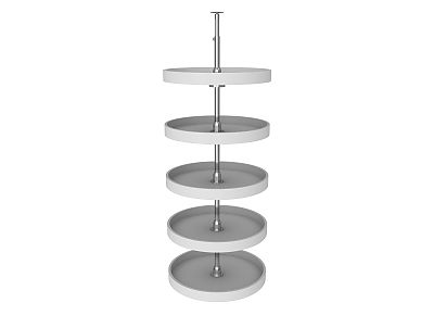 Rev-A-Shelf 20" White Polymer (5) Shelf Full-Circle Lazy Susan w/ Telescoping Post for Pantry