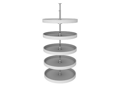 Rev-A-Shelf 24" White Polymer (5) Shelf Full-Circle Lazy Susan w/ Telescoping Post for Pantry