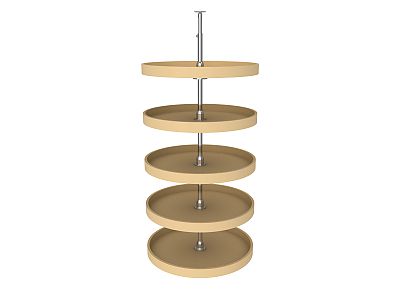 Rev-A-Shelf 24" Almond Polymer (5) Shelf Full Circle Lazy Susan w/Telescoping Post for Pantry