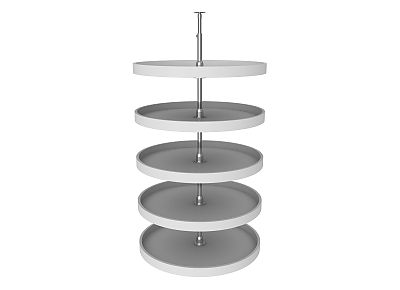 Rev-A-Shelf 28" White Polymer (5) Shelf Full-Circle Lazy Susan w/ Telescoping Post for Pantry
