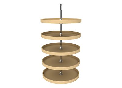 Rev-A-Shelf 28" Almond Polymer (5) Shelf Full Circle Lazy Susan w/Telescoping Post for Pantry