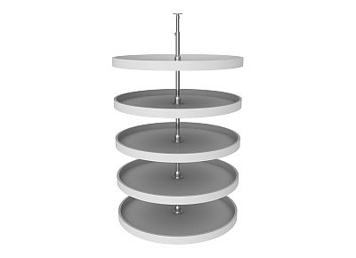 Rev-A-Shelf 32" White Polymer (5) Shelf Full-Circle Lazy Susan w/ Telescoping Post for Pantry