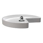 Rev-A-Shelf 18" White Polymer Single Shelf Kidney-Shaped Lazy Susan w/ Bottom Mount Hardware for Walk-In Pantry