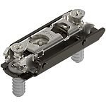 Blum CLIP 0mm Cam Adjustable In-Line Mounting Plate (Pre-Mounted Screws w/Expando Dowels, Steel) - Onyx Black