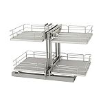 Steel Two-Tier Pullout Solid Bottom Organizer for Blind Corner Cabinets w/ Soft-Close for 18"W Opening