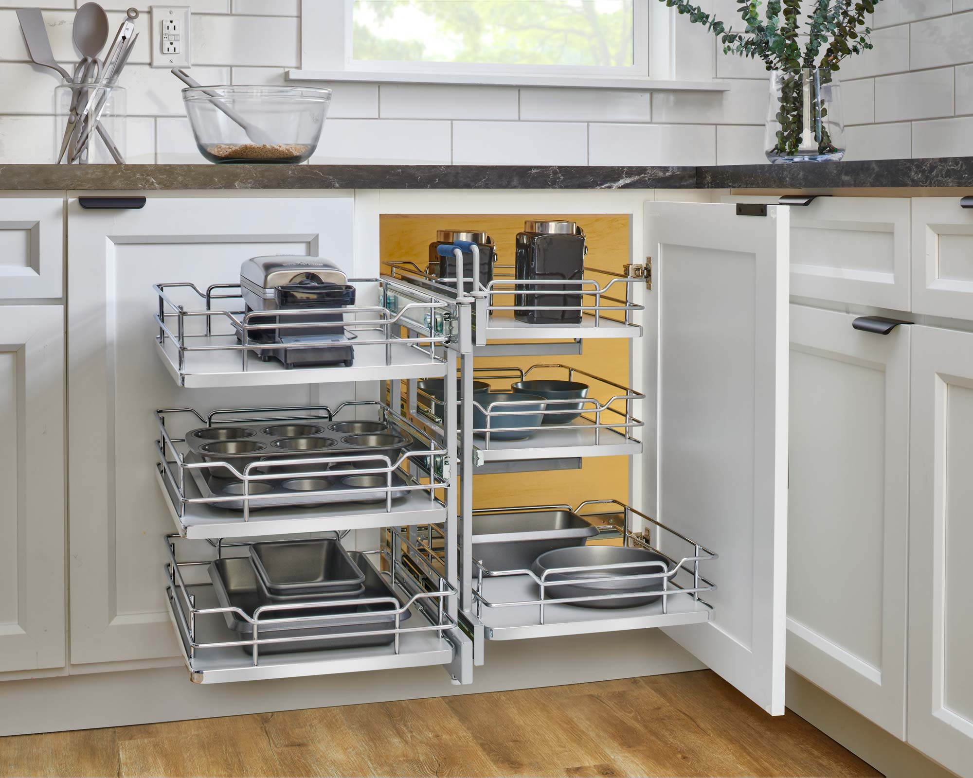 Rev-A-Shelf 53PSPE3-18SC-GR - Steel 3-Tier Pullout Solid Bottom