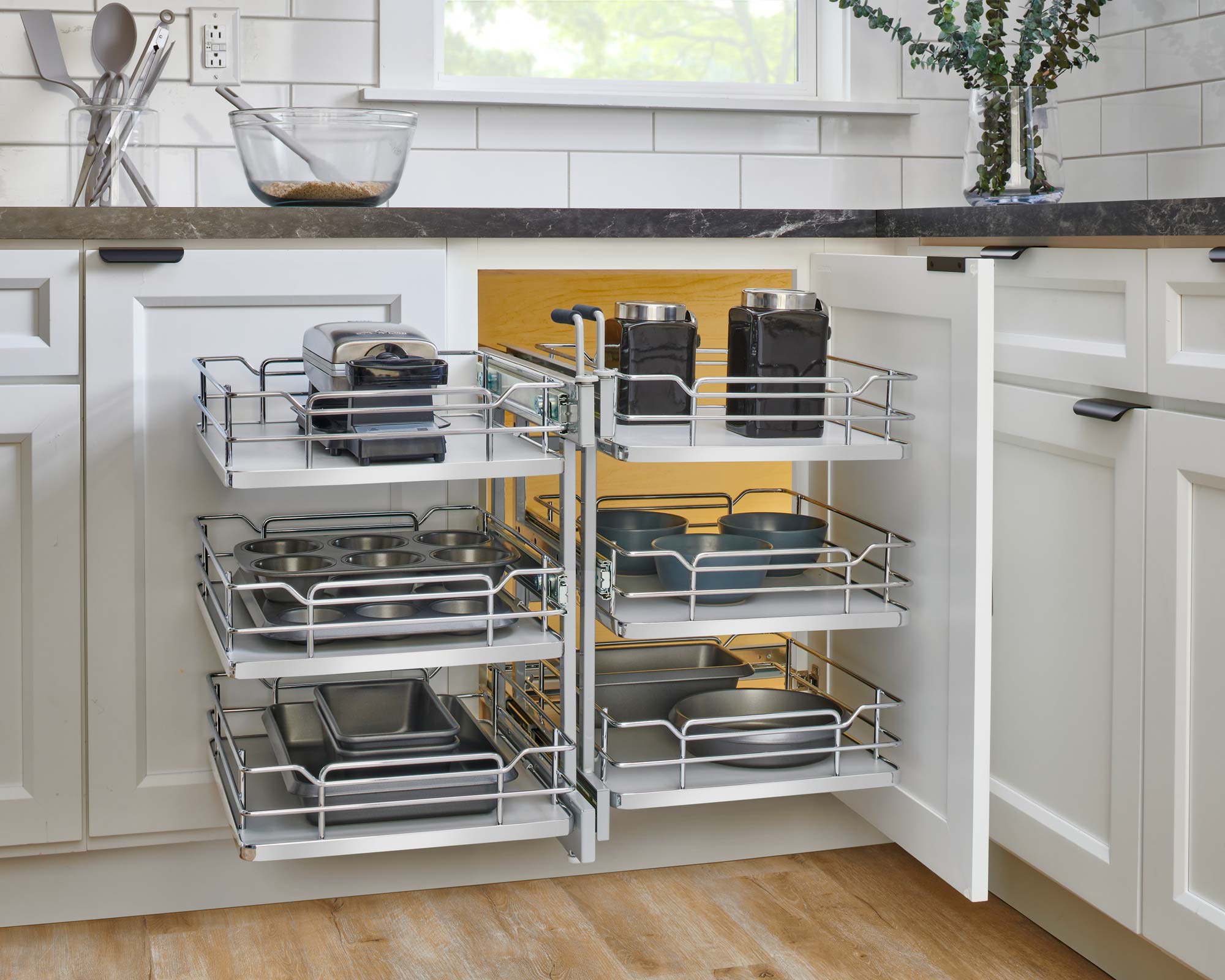 Rev-A-Shelf 53PSPE3-18SC-GR - Steel 3-Tier Pullout Solid Bottom