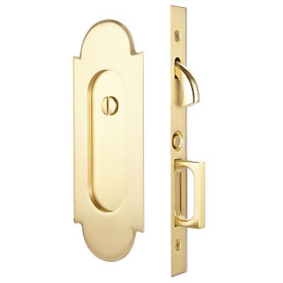 Emtek Classic Solid Brass Scalloped Pocket Door Mortise Privacy Set