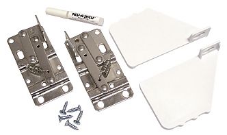 Rev-A-Shelf 6551/6571 Series Sink Front Tip-Out Tray Hinges & End Caps - Set (White/Steel)