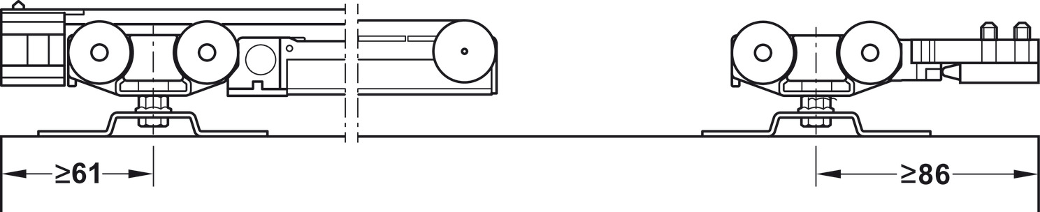 Sliding door fitting, Häfele Slido D-Line11 160C, set | online at HÄFELE