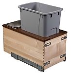 Century Walnut Creek Single 34qt. Wood Door Mount Pullout Waste Container w/Soft-Close (Walnut/Maple)