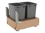 Rev-A-Shelf Double Metallic Silver 35 Qt. Maple Pullout Waste Container with Rev-A-Motion® Soft-Open/Soft-Close for 21" Base Cabinets