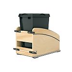 Rev-A-Shelf Craftsman Collection Single Black 35 Qt. Solid Maple Bottom Mount Pullout Waste Container w/ Black Accents, (1) Lid and BLUM Soft-Close Slides for 15" Base Cabinets