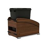 Rev-A-Shelf Craftsman Collection Single Black 35 Qt. Solid Walnut Bottom Mount Pullout Waste Container w/ Black Accents, (1) Lid and BLUM Soft-Close Slides for 15" Base Cabinets