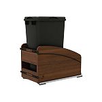 Rev-A-Shelf Craftsman Collection Single Black 50 Qt. Solid Walnut Bottom Mount Pullout Waste Container w/ Black Accents, (1) Lid and BLUM Soft-Close Slides for 15" Base Cabinets