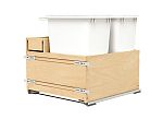 Rev-A-Shelf 24" Wood Base Cabinet Waste Pullout with Double White 35 qt. Container and a Single 1.7 qt. OXO Container w/ BLUM Soft-Close Slides