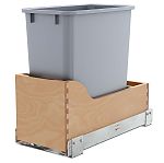 Rev-A-Shelf Single Metallic Silver 20 Qt. Maple Pullout Waste Container w/ Soft-Close for 12" Vanity Base Cabinets