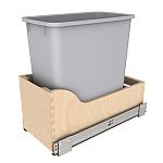 Rev-A-Shelf Single Metallic Silver 20 Qt. Maple Pullout Waste Container w/ Soft-Close for 12" Vanity Base Cabinets