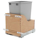 Rev-A-Shelf Single Gray 32 Qt. Maple Pullout Waste Container w/ Soft-Close for 15" Vanity Base Cabinets