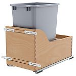 Rev-A-Shelf Single 35qt. Wood Door Mount Pullout Waste Container w/Soft-Close (Maple/Silver Polymer)