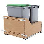Rev-A-Shelf Double 35qt. Wood Door Mount Pullout Waste Container w/Soft-Close (Maple)