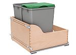 Rev-A-Shelf Double Metallic Silver 32 Qt. Maple Pullout Waste Container w/ Soft-Close and (1) Lid for 24" Base Cabinets
