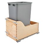 Rev-A-Shelf Natural Maple Bottom Mount Waste Pullout with Single Metallic Silver 50 qt. Waste Container w/ BLUMOTION Soft-Close and SERVO-DRIVE
