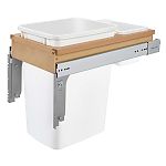 Rev-A-Shelf Single 35 qt. Pullout Top Mount Wood and White Waste Container for 1-5/8" Face Frame Cabinet