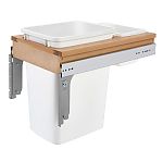 Rev-A-Shelf Single 35 qt. Pullout Top Mount Wood and White Waste Container for Full-Access Cabinet