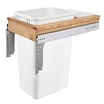 Rev-A-Shelf Single 50 qt. Pullout Top Mount Wood and White Waste Container for Full-Access Cabinet