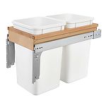 Rev-A-Shelf Double 27 qt. Pullout Top Mount Wood and White Waste Container for 1-5/8" Face Frame Cabinet