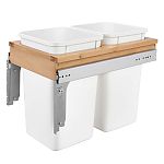 Rev-A-Shelf Double 27 qt. Pullout Top Mount Wood and White Waste Container for Full-Access Cabinet