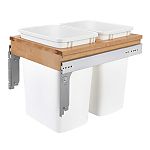 Rev-A-Shelf Double 50 qt. Pullout Top Mount Wood and White Waste Container for Full-Access Cabinet