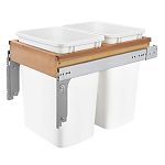 Rev-A-Shelf Double 35 qt. Pullout Top Mount Wood and White Waste Container for 1-5/8" Face Frame Cabinet