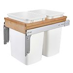 Rev-A-Shelf Double 35 qt. Pullout Top Mount Wood and White Waste Container for 1-3/4" Face Frame Cabinet
