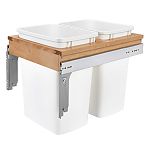 Rev-A-Shelf Double 35 qt. Pullout Top Mount Wood and White Waste Container for Full-Access Cabinet