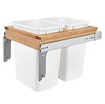 Rev-A-Shelf Double 35 qt. 17-3/4" Wide Pullout Top Mount Wood and White Waste Container for 1-5/8" Face Frame Cabinet