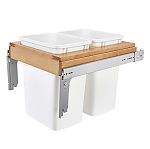 Rev-A-Shelf Double 35 qt. Pullout Top Mount Wood and White Waste Container for Full-Access Cabinet