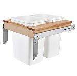 Rev-A-Shelf Double 35 qt. 20-3/4" Wide Pullout Top Mount Wood and White Waste Container for 1-5/8" Face Frame Cabinet