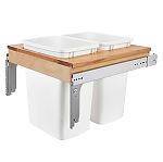 Rev-A-Shelf Double 35 qt. Pullout Top Mount Wood and White Waste Container for 1-1/2" Face Frame Cabinet