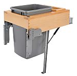 Rev-A-Shelf Single 35 qt. Pullout Top Mount Wood and Silver Waste Container w/ Rev-A-Motion Soft-Close Slides