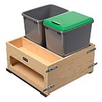 Rev-A-Shelf Wood Bottom Mount Double 35 Qt. Organic Waste Center w/ Storage Space and Soft-Close