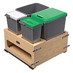 Rev-A-Shelf Wood Bottom Mount Double 35 Qt. Organic Waste Center w/ Two 8 L Waste Containers and Soft-Close