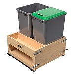 Rev-A-Shelf Wood Bottom Mount Double 50 Qt. Organic Waste Center w/ Storage Space and Soft-Close