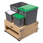 Rev-A-Shelf Wood Bottom Mount Double 50 Qt. Organic Waste Center w/ Two 8 L Waste Containers and Soft-Close