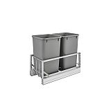 Rev-A-Shelf Double 27-quart Door Mount Pullout Waste Container w/Soft-Close (Silver Polymer)