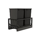 Rev-A-Shelf Aluminum Double Black 27 Qt. Pullout Waste Container w/ Soft-Close for 15" Base Cabinets