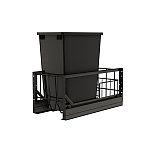 Rev-A-Shelf Aluminum Single Black 35 Qt. Pullout Waste Container w/ Soft-Close for 15" Base Cabinets