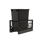 Rev-A-Shelf Aluminum Single Black 35 Qt. Pullout Waste Container w/ Soft-Close for 15" Reduced Depth Base Cabinets